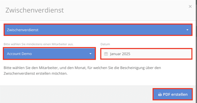 Zwischenverdienst erstellen