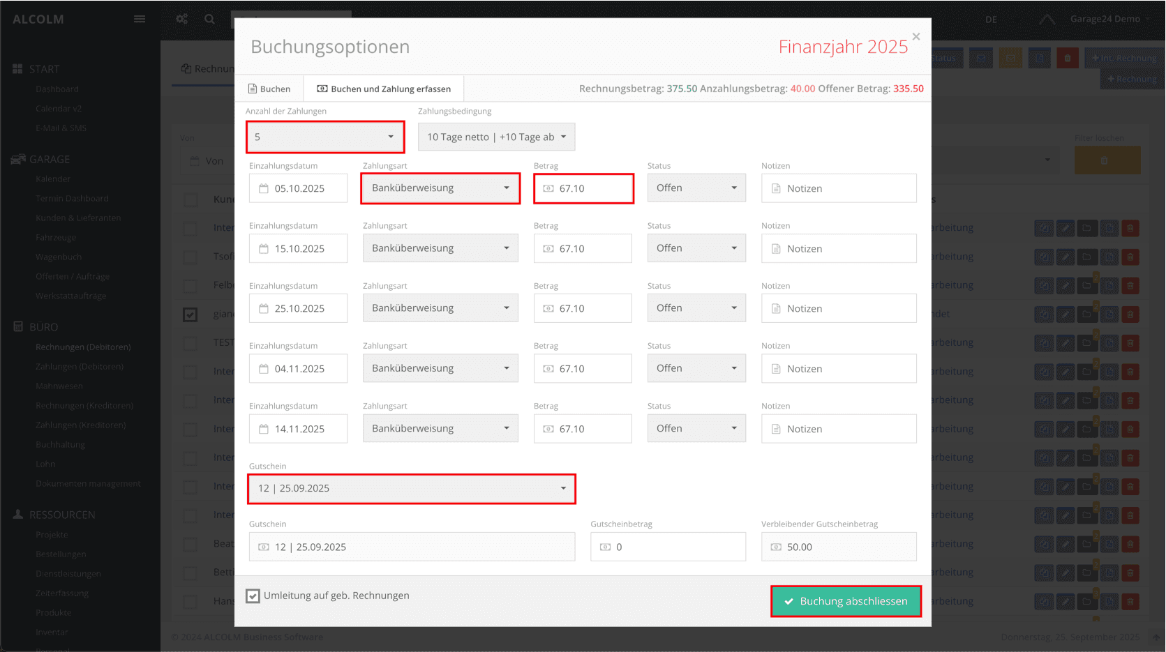 Ratenzahlung erstellen