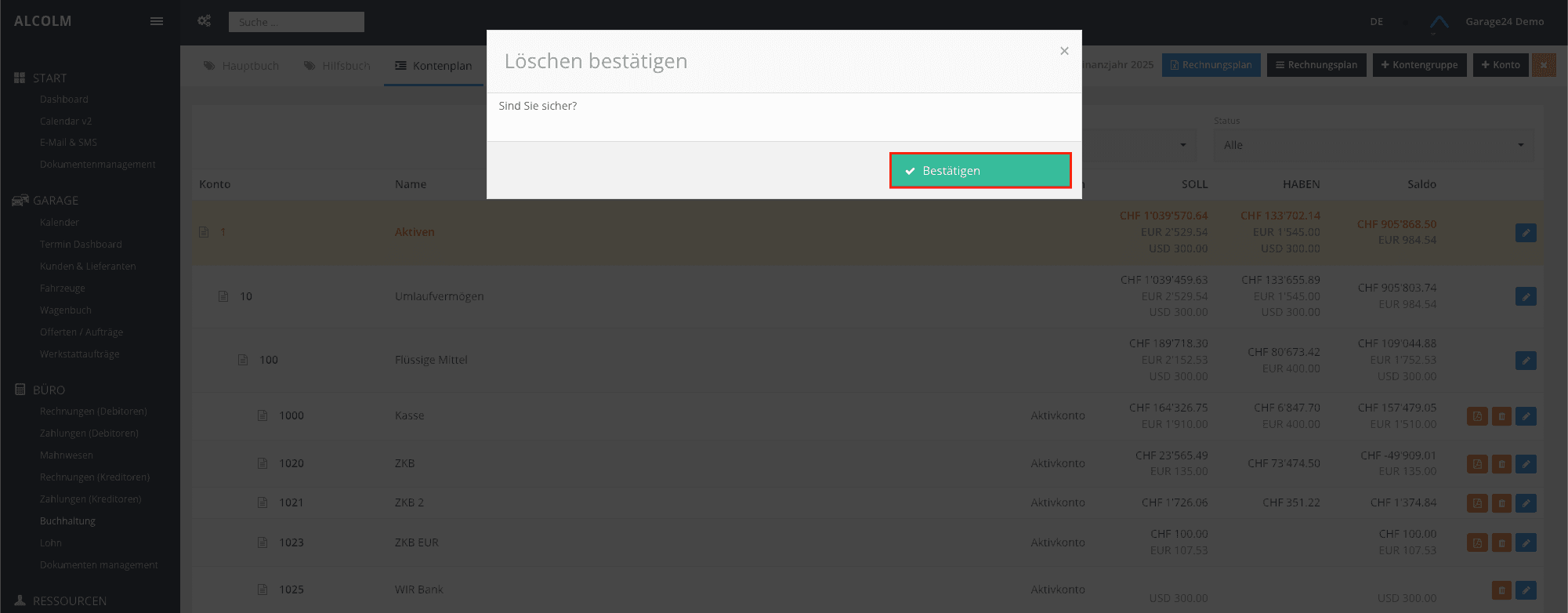 Konto löschen