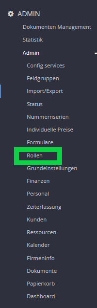 Navigation zur Rollenverwaltung