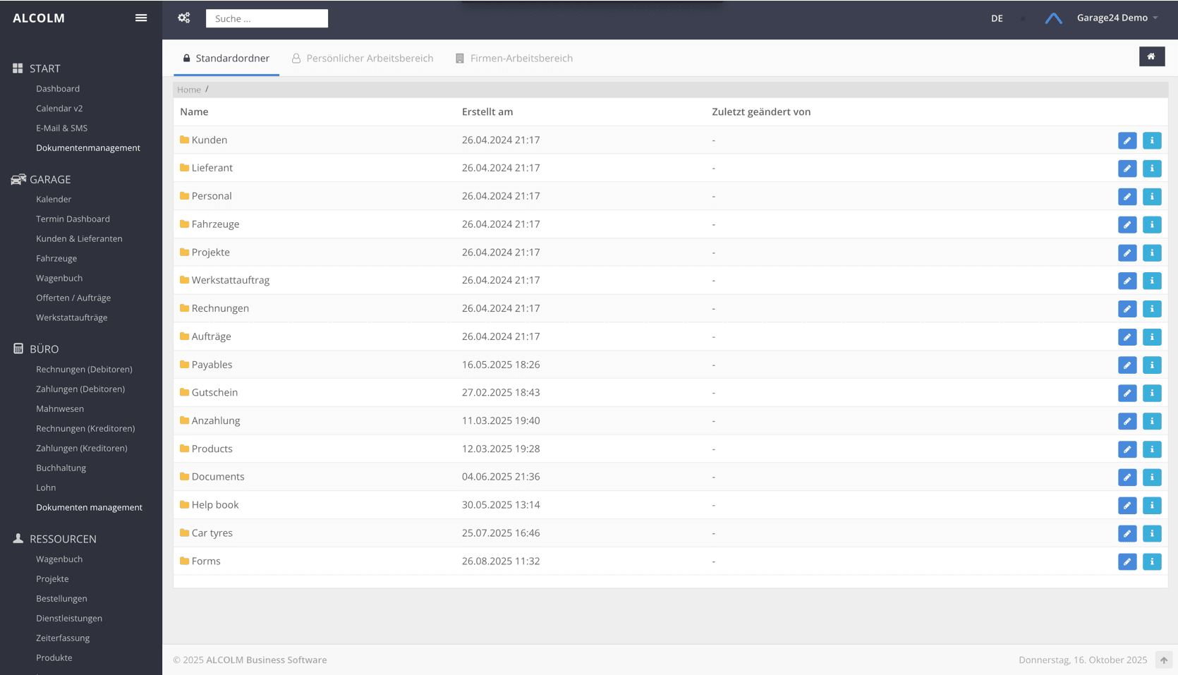 Screenshot der Systemstruktur