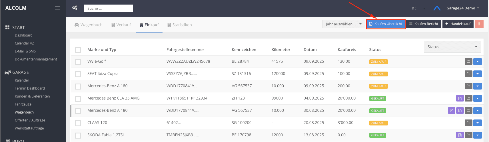 Einkäufe CSV