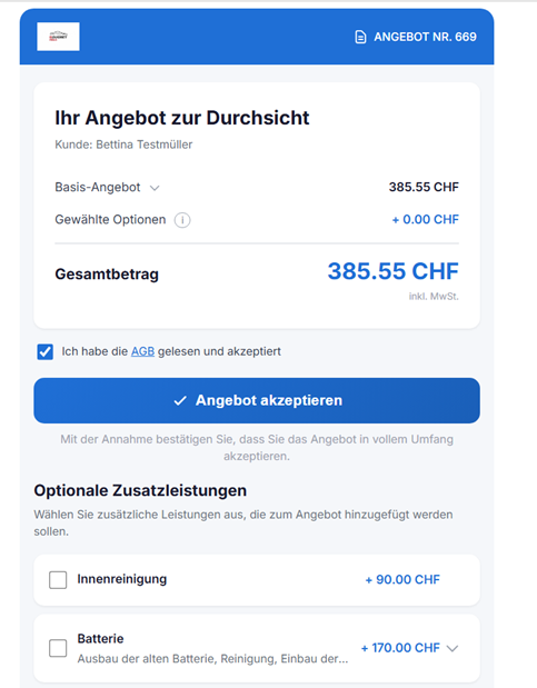 Bestätigung und aktualisiertes PDF