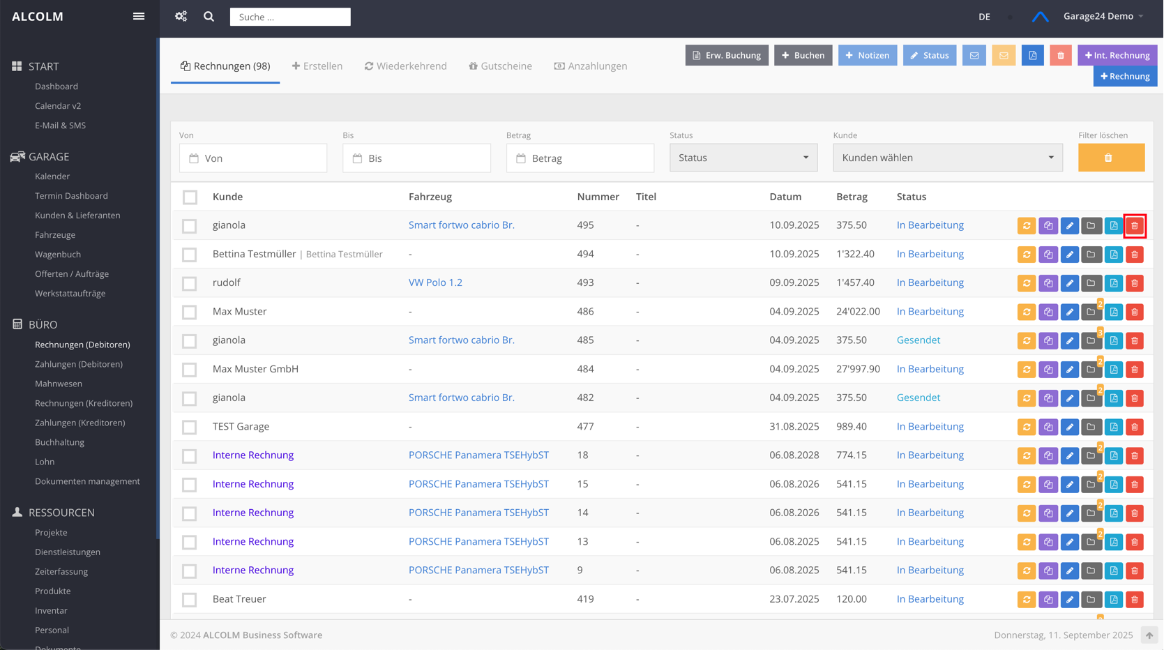 Auf löschen klicken