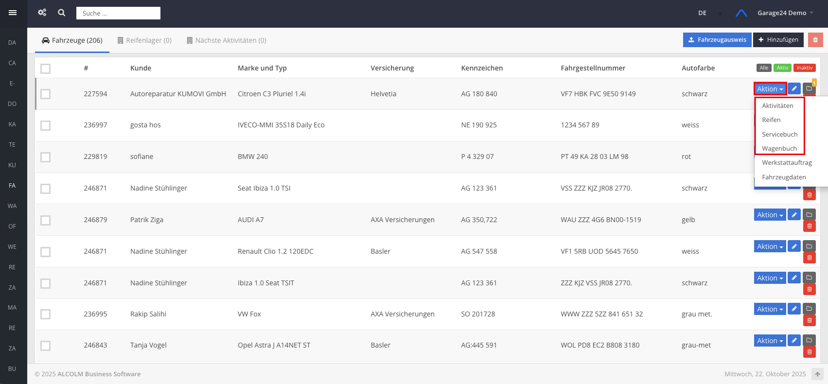 Auf Aktivitäten klicken