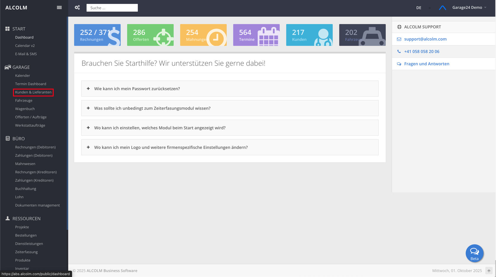 Auf das Modul Kunden &amp; Lieferanten