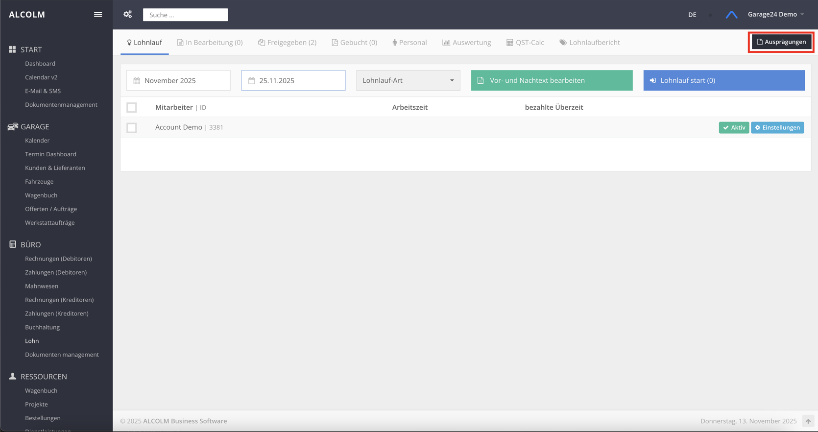 Auf Ausprägungen klicken