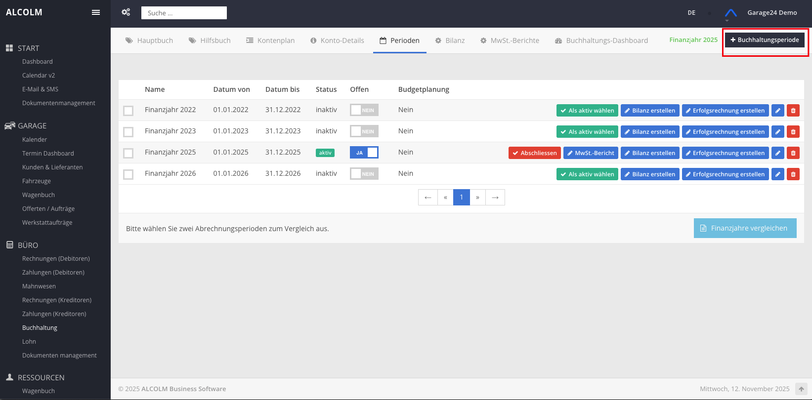 Auf Periode erstellen klicken