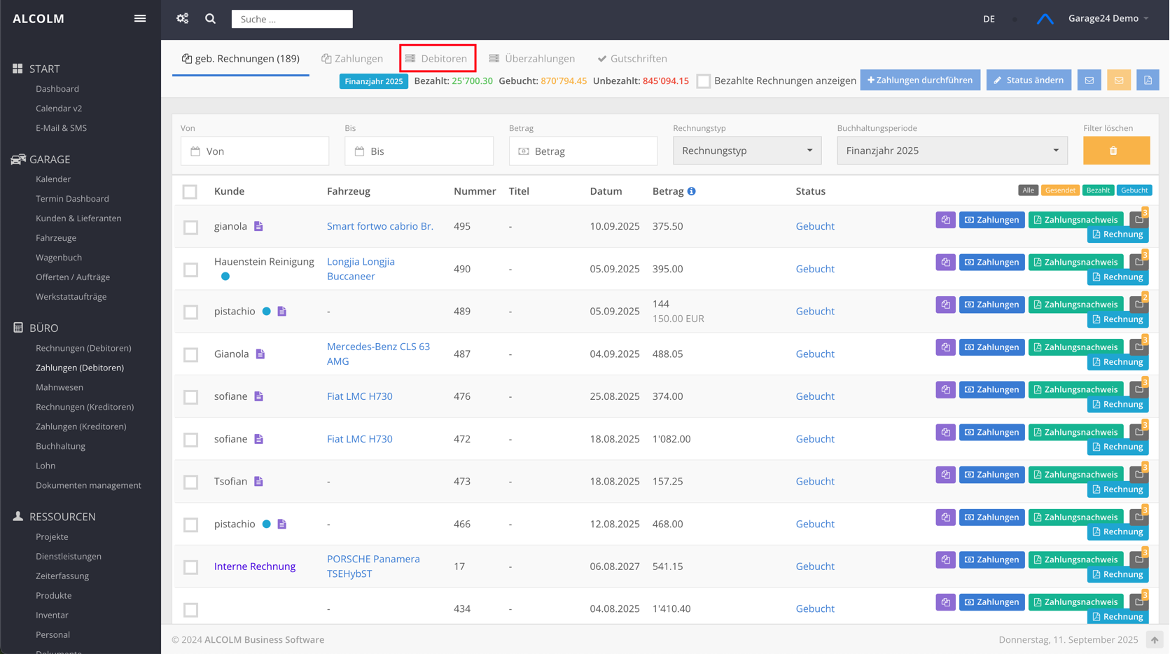 Auf Debitoren klicken