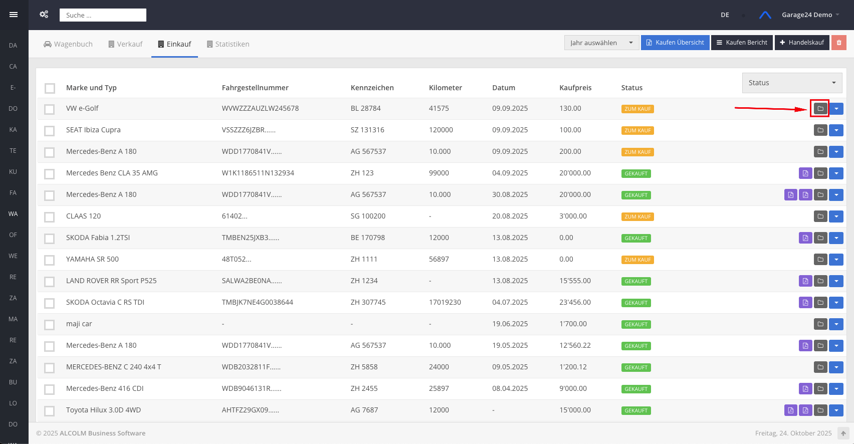 Auf Dokumentenablage klicken