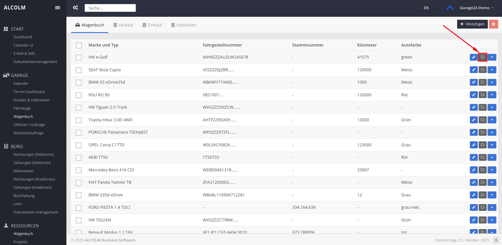 Auf Dokumentenablage klicken
