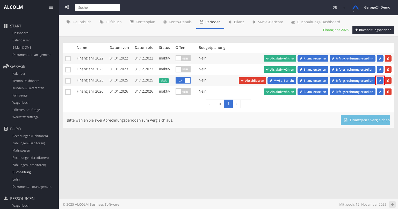 Auf Periode bearbeiten klicken