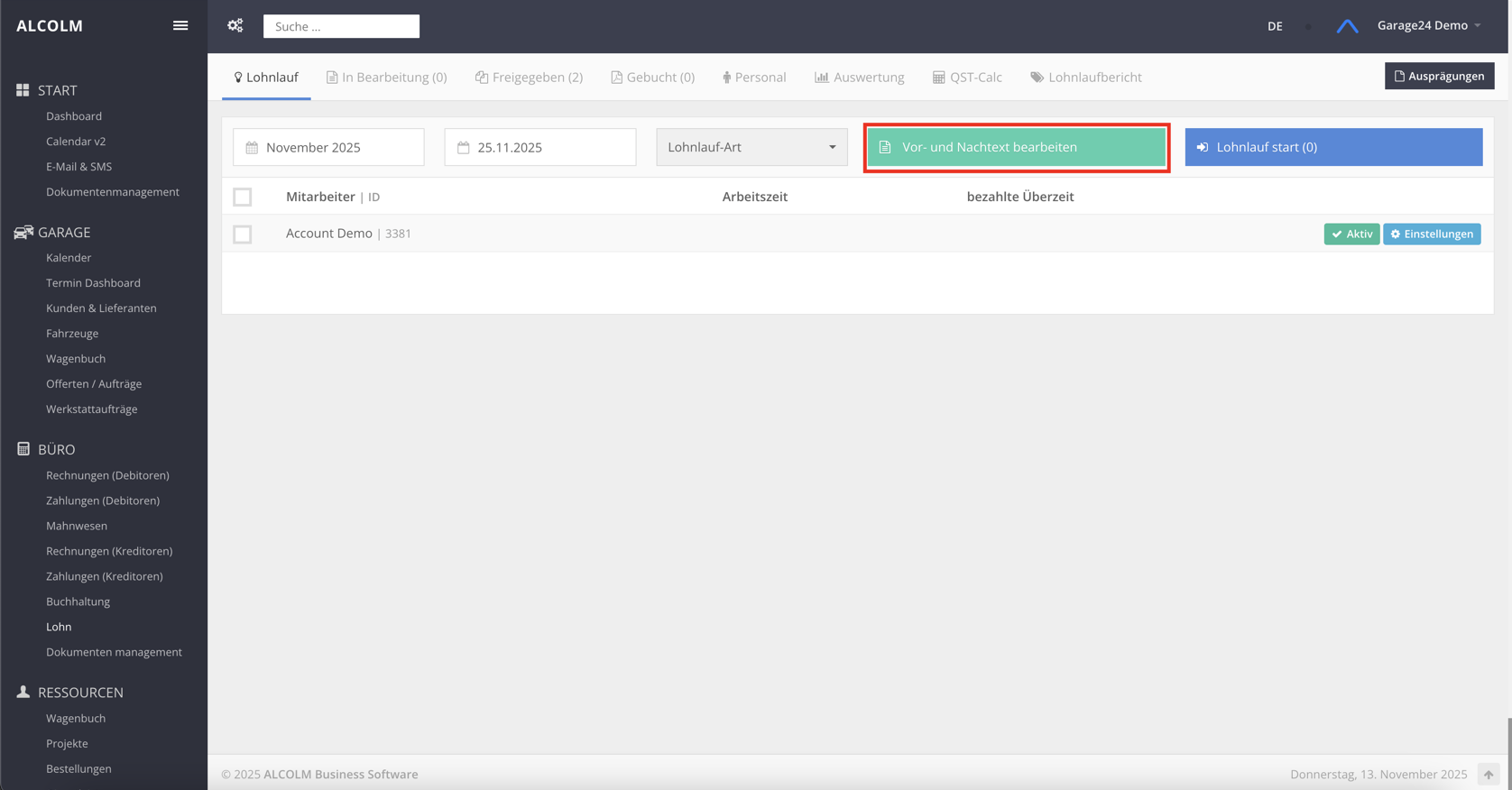 Auf Vor- und Nachtext bearbeiten klicken