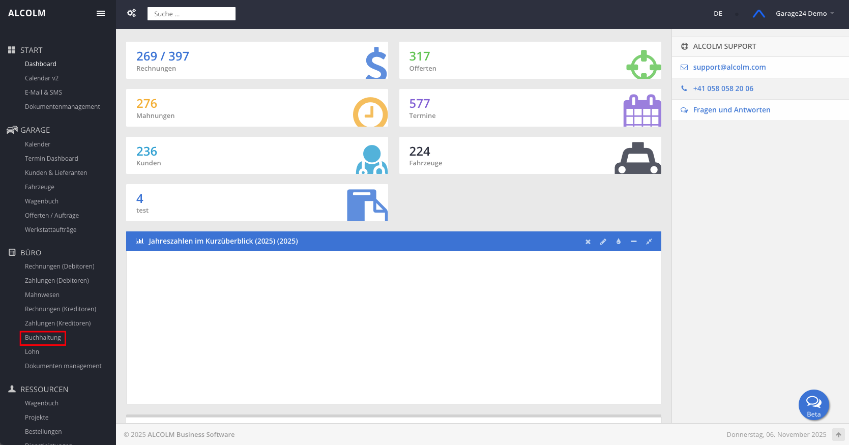 Auf das Modul Buchhaltung klicken