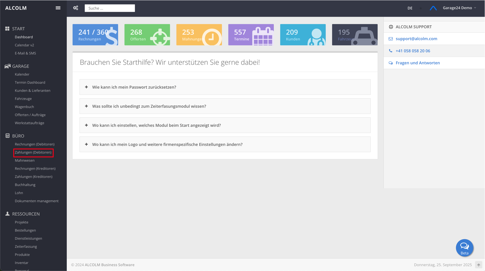 Auf das Modul Zahlungen(Debitoren) klicken