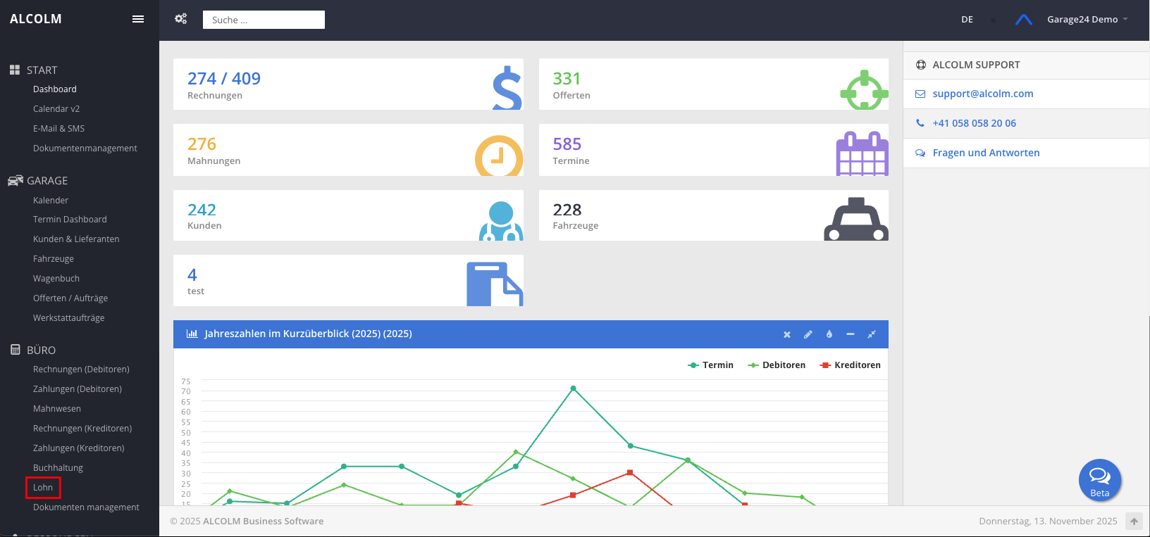 Auf das Modul Lohn klicken