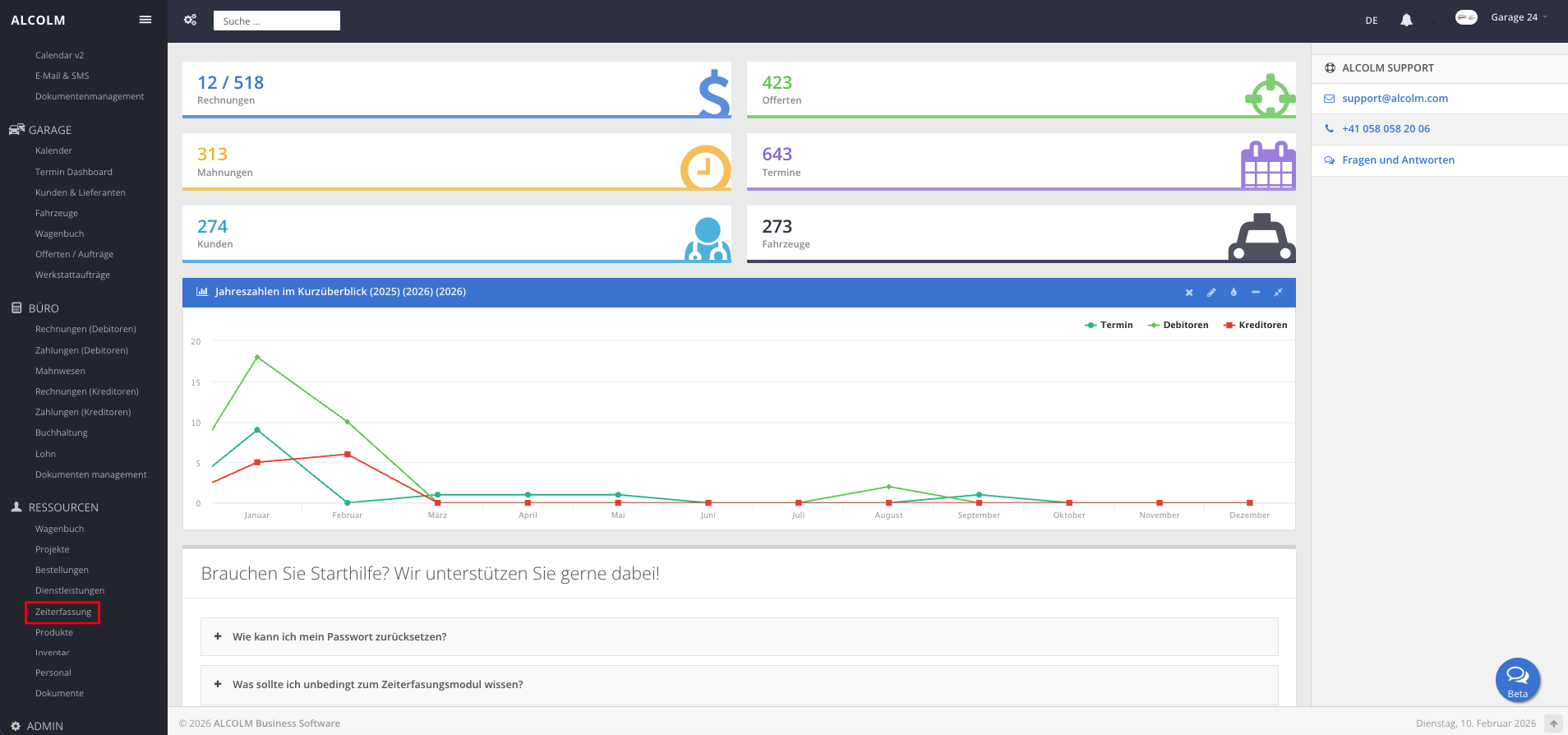 Auf das Modul Zeiterfassung klicken