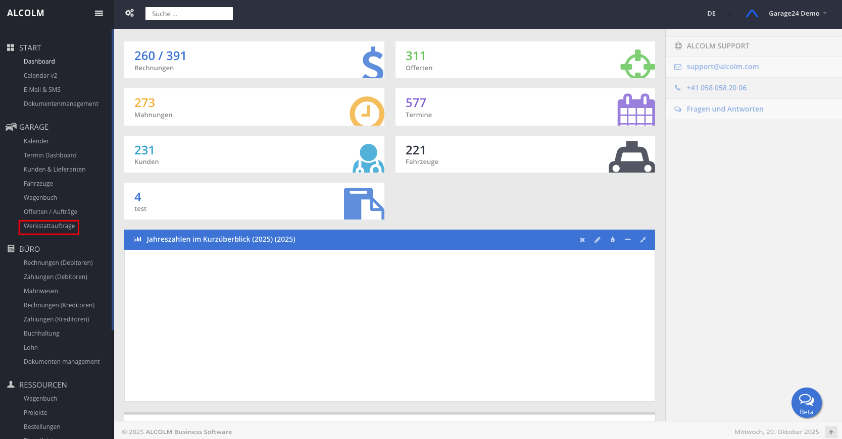 Auf das Modul Werkstattaufträge klicken