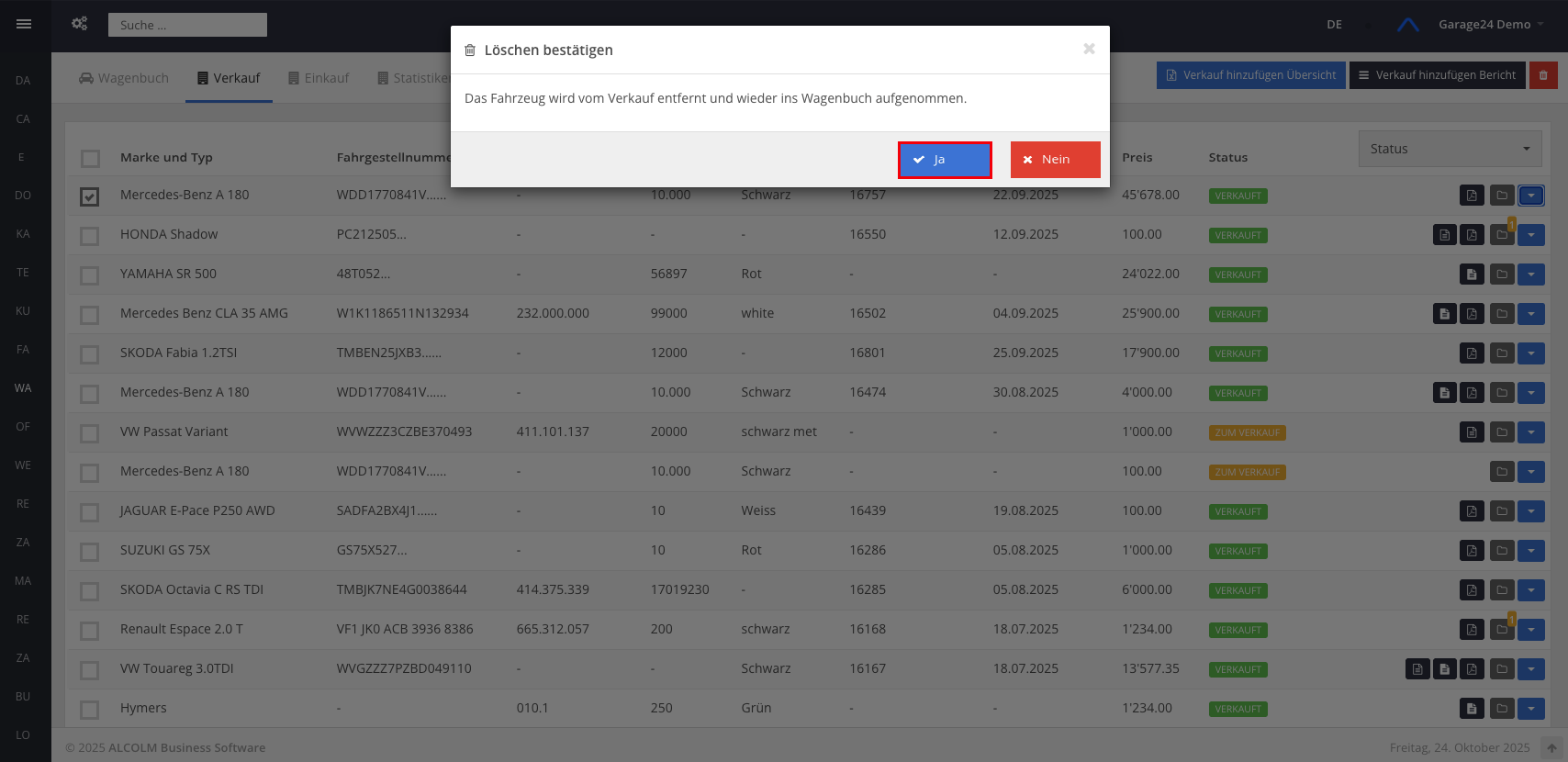 Löschen bestätigen