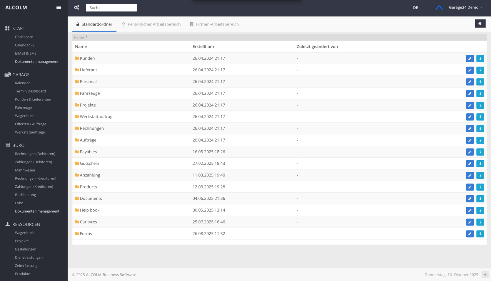 Screenshot der Systemstruktur