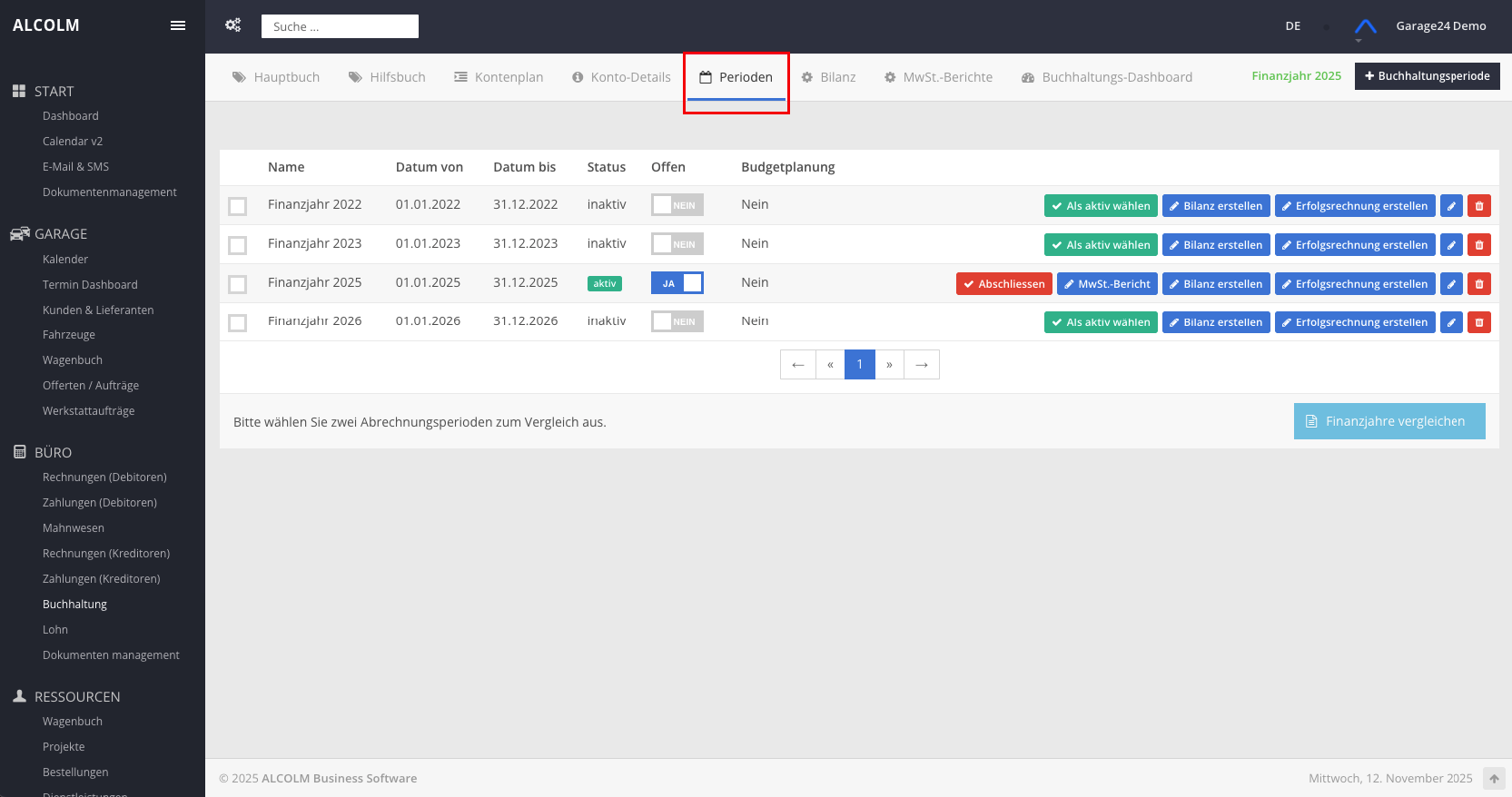 Tab wechseln zu Perioden