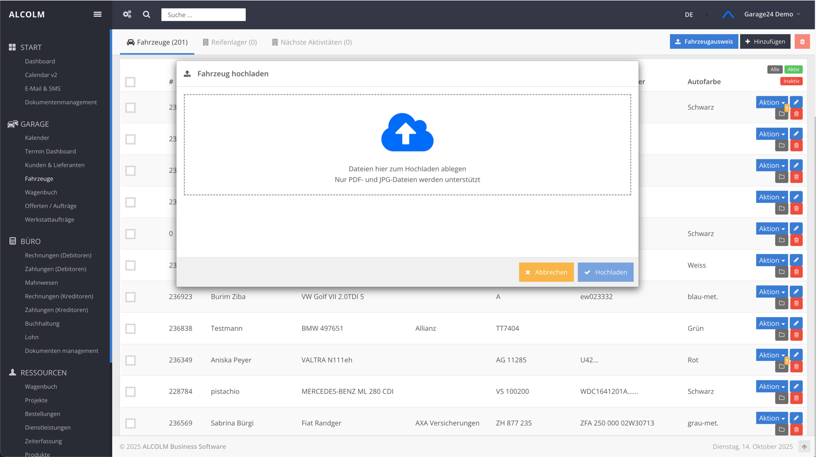 Fahrzeugausweis hochladen